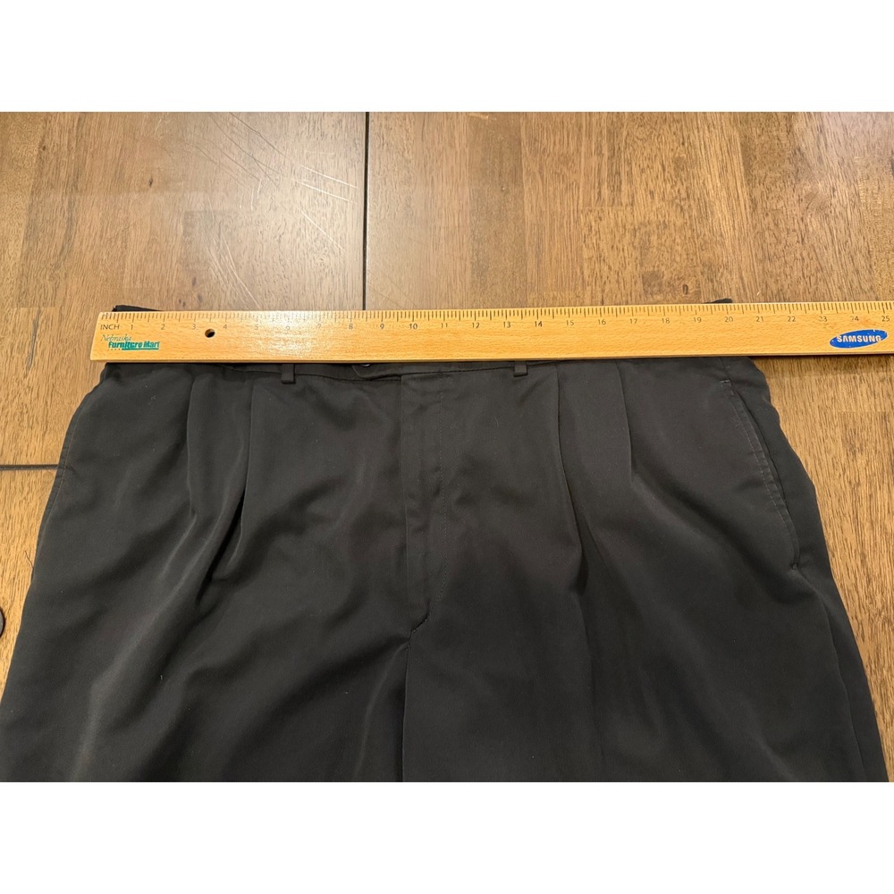 Savane Silkworks Men 42x32 Black Pleated Cuffed Dress Pants Relaxed Fit Trousers - Picture 3 of 6